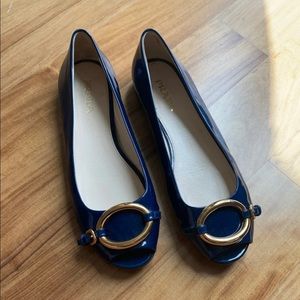 Prada Patent Leather Peep Toe Flats